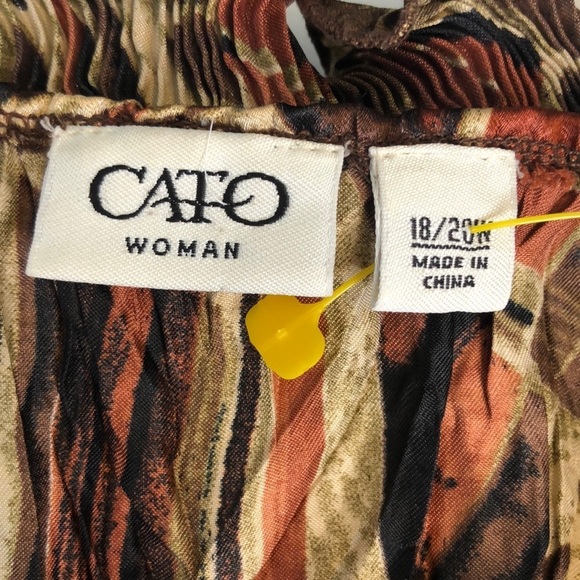 CATO WOMAN Satin Sleeveless Multi Color Brown Top Size 18/20W - Picture 11 of 14